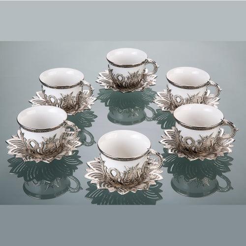 AHSEN TIRYAKI COFFEE SET FOR 6 PEOPLE SILVER