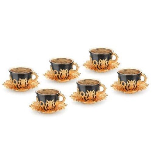 AHSEN TIRYAKI BLACK COFFEE SET FOR 6 PEOPLE GOLD