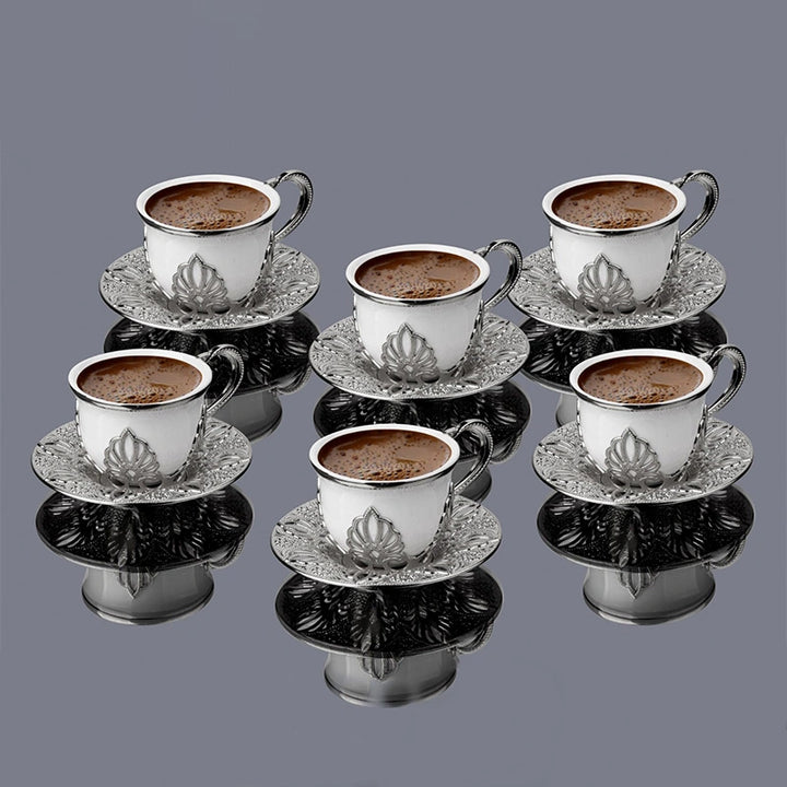 AHU TIRYAKI COFFE CUP SET FOR 6 PEOPLE SILVER 118 ml (4 oz)