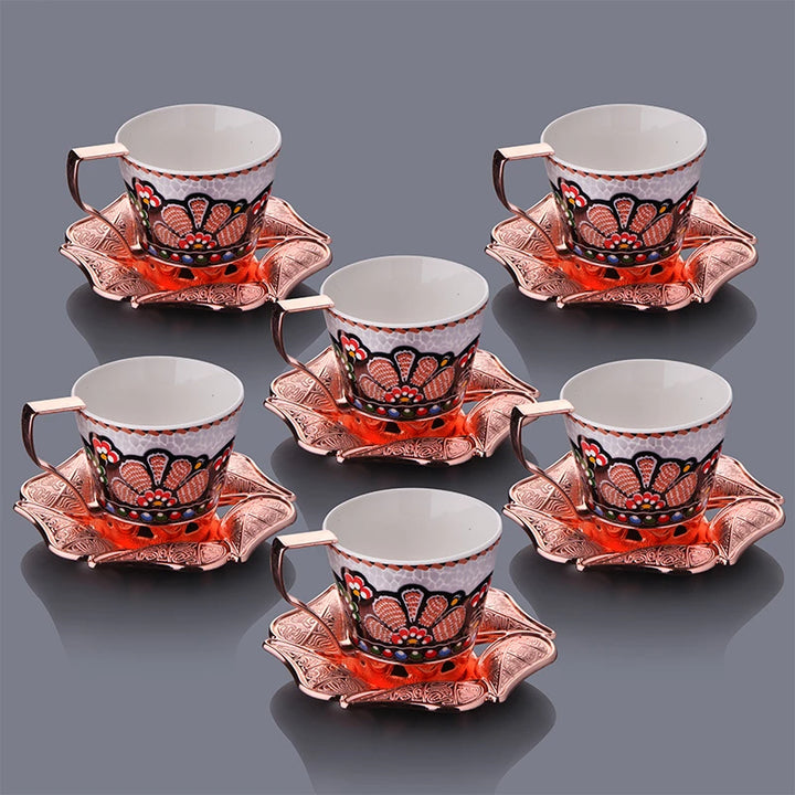 AZRA BIG COFFEE CUP SET FOR 6 PEOPLE ROSE 236 ml (8 oz) - Hakan Makes Kitchens Smile