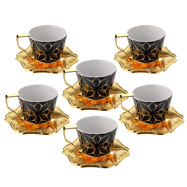 AZRA BIG COFFEE CUP SET FOR 6 PEOPLE GOLD 236 ml (8 oz) - Hakan Makes Kitchens Smile