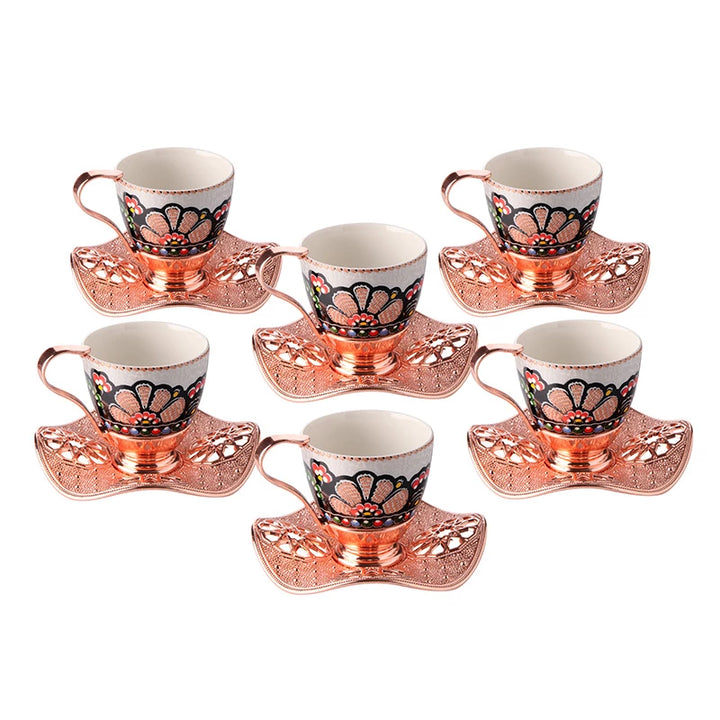 NISA COFFEE CUP SET FOR 6 PEOPLE ROSE 118 ml (4 oz) - Hakan Makes Kitchens Smile