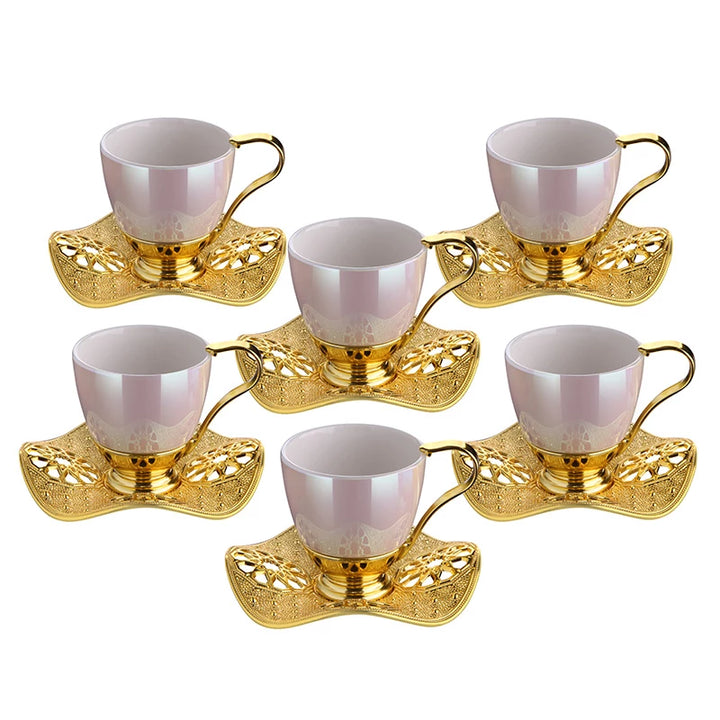 INCI COFFEE CUP SET FOR 6 PEOPLE GOLD 118 ml (4 oz) - Hakan Makes Kitchens Smile