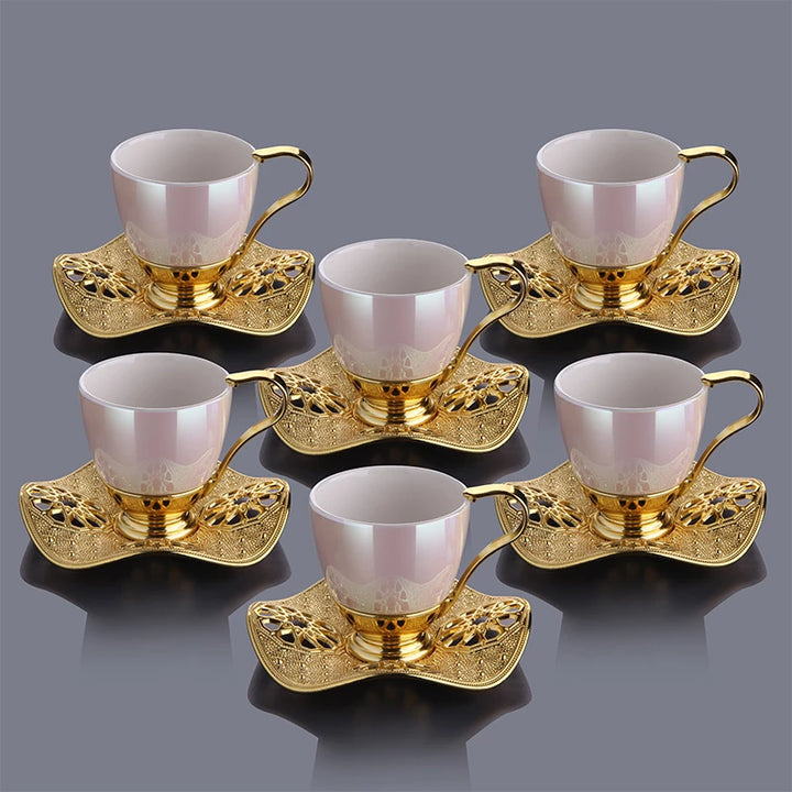 INCI COFFEE CUP SET FOR 6 PEOPLE GOLD 118 ml (4 oz) - Hakan Makes Kitchens Smile