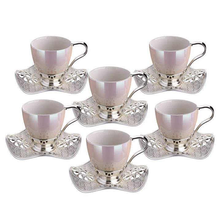 INCI COFFEE CUP SET FOR 6 PEOPLE SILVER 118 ml (4 oz) - Hakan Makes Kitchens Smile