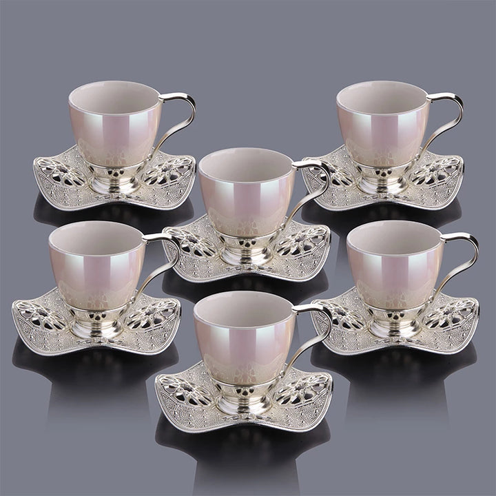 INCI COFFEE CUP SET FOR 6 PEOPLE SILVER 118 ml (4 oz) - Hakan Makes Kitchens Smile