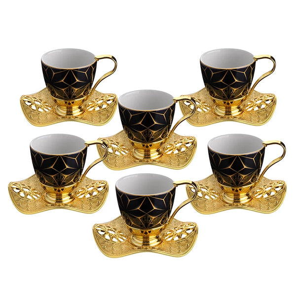 NISA COFFEE CUP SET FOR 6 PEOPLE GOLD 118 ml (4 oz) - Hakan Makes Kitchens Smile