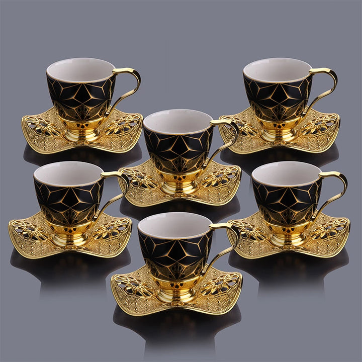NISA COFFEE CUP SET FOR 6 PEOPLE GOLD 118 ml (4 oz) - Hakan Makes Kitchens SmileNISA COFFEE CUP SET FOR 6 PEOPLE GOLD 118 ml (4 oz)