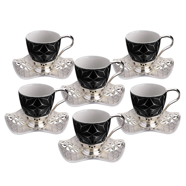 NISA COFFEE CUP SET FOR 6 PEOPLE SILVER 118 ml (4 oz) - Hakan Makes Kitchens Smile