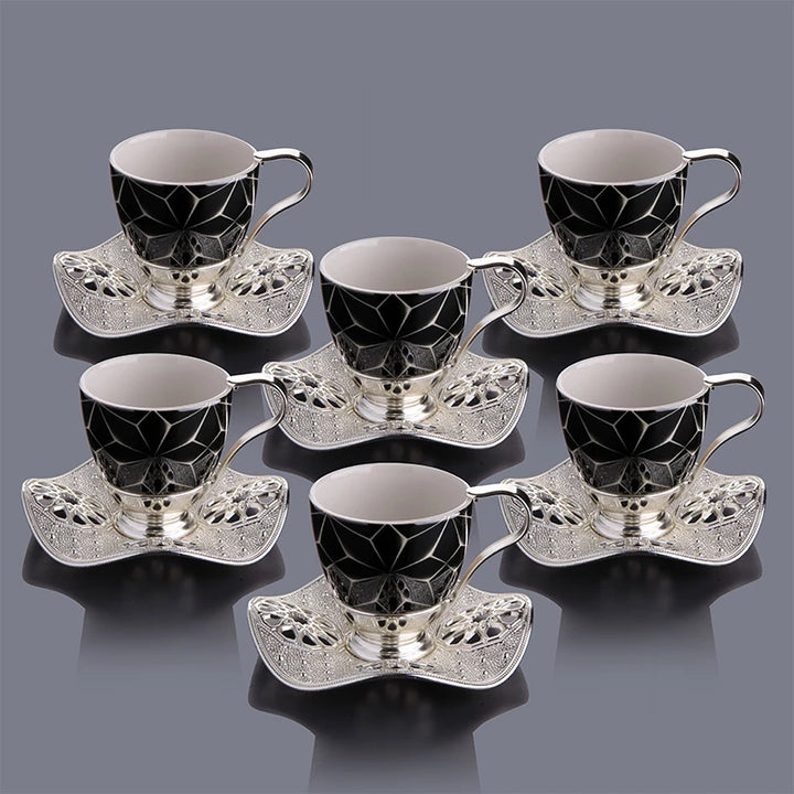 NISA COFFEE CUP SET FOR 6 PEOPLE SILVER 118 ml (4 oz) - Hakan Makes Kitchens Smile