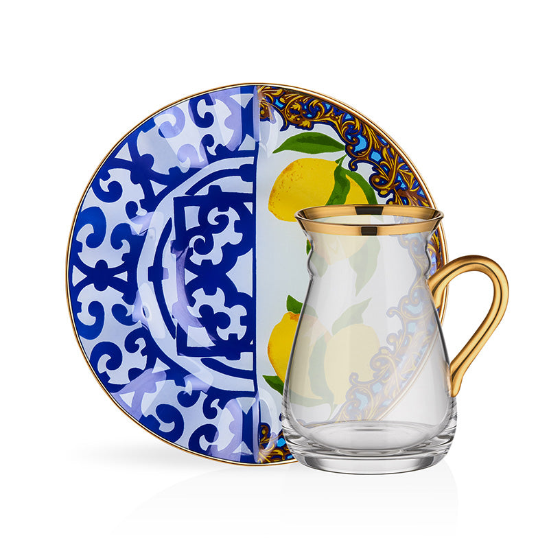 LAILA TEA SET WITH HANDLE FOR 6 PEOPLE 12 Pcs - Hakan Makes Kitchens Smile