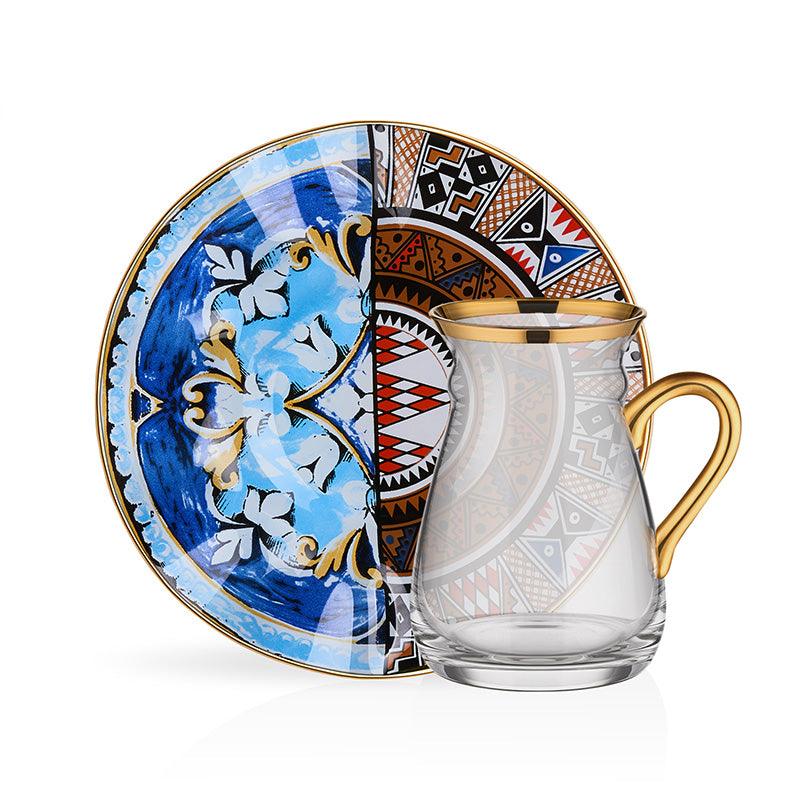 AURORA TEA SET WITH HANDLE FOR 6 PEOPLE 12 Pcs - Hakan Makes Kitchens Smile