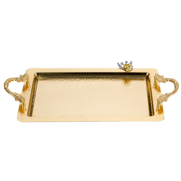 HAMMERED DESIGN RECTANGLE BIG GOLD TRAY 52 x 32 cm (20.5" x 12.6") - Hakan Makes Kitchens Smile