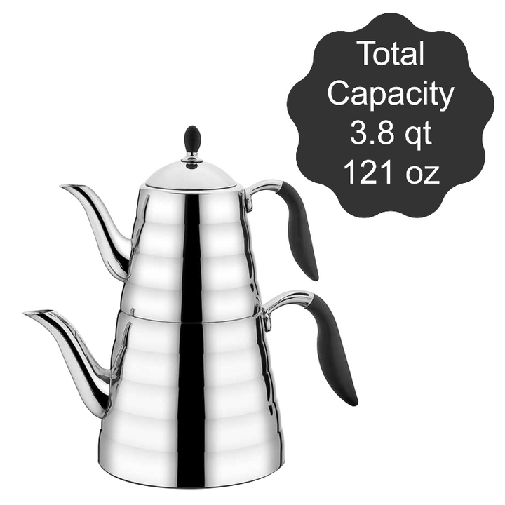 Korkmaz Viva Black Stainless Steel Teapot Set with Handles