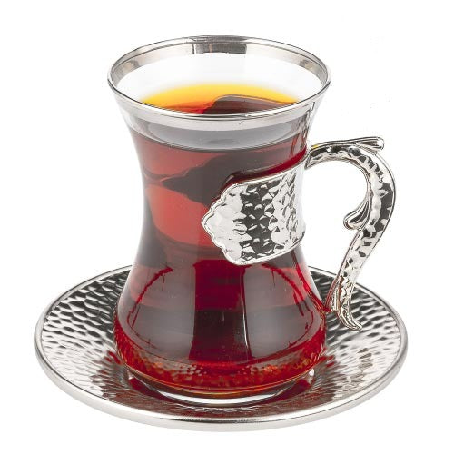 COPPER ZINC TEA CUP SET FOR 6 PEOPLE DAMLA NICKEL - Hakan Makes Kitchens Smile
