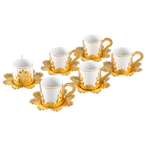 DAMLA COFFEE CUP SET GILDING FOR 6 PEOPLE GOLD 118 ml (4 oz) - Hakan Makes Kitchens Smile