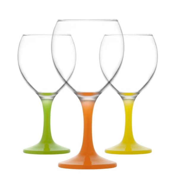 WINE GLASS COLORED 260 cc (8 3/4 oz) 6 Pcs Set - Hakan Makes Kitchens Smile