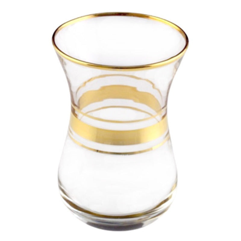 TEA GLASS DEMET GOLD TRIM 135 cc (4 1/4 oz) 6 Pcs Set - Hakan Makes Kitchens Smile
