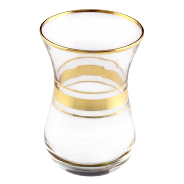 TEA GLASS DEMET GOLD TRIM 135 cc (4 1/4 oz) 6 Pcs Set - Hakan Makes Kitchens Smile