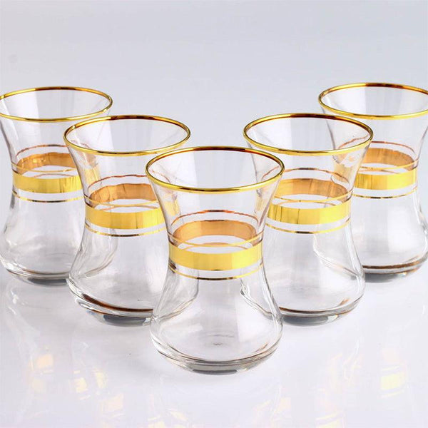 AIDA TEA GLASS GOLD TRIM 160 cc (5.4 oz) 6 Pcs Set