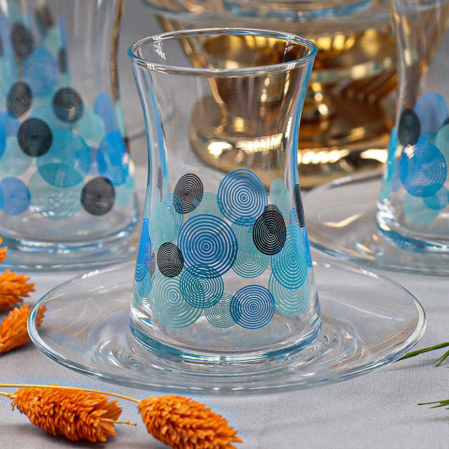 HEYBELI HARELI DECORATED TEA SET 12 Pcs Set - Hakan Makes Kitchens Smile