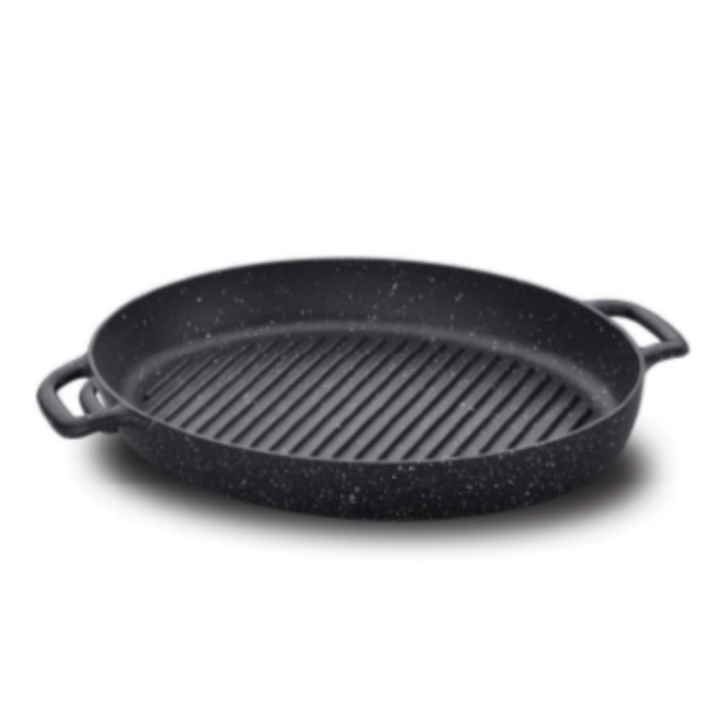 GUSTO DIE CAST ALUMINIUM OVAL GRILL FRYPAN 35 x 25 cm (13.8" x 9.8") - Hakan Makes Kitchens Smile