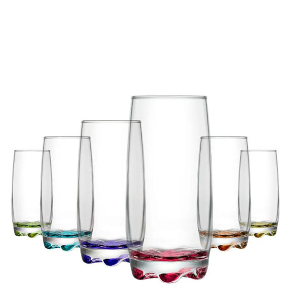 LONG DRINK GLASS PAINTED 390 cc (13 1/4 oz)  6 Pcs Set (8 in Box) - Hakan Makes Kitchens Smile