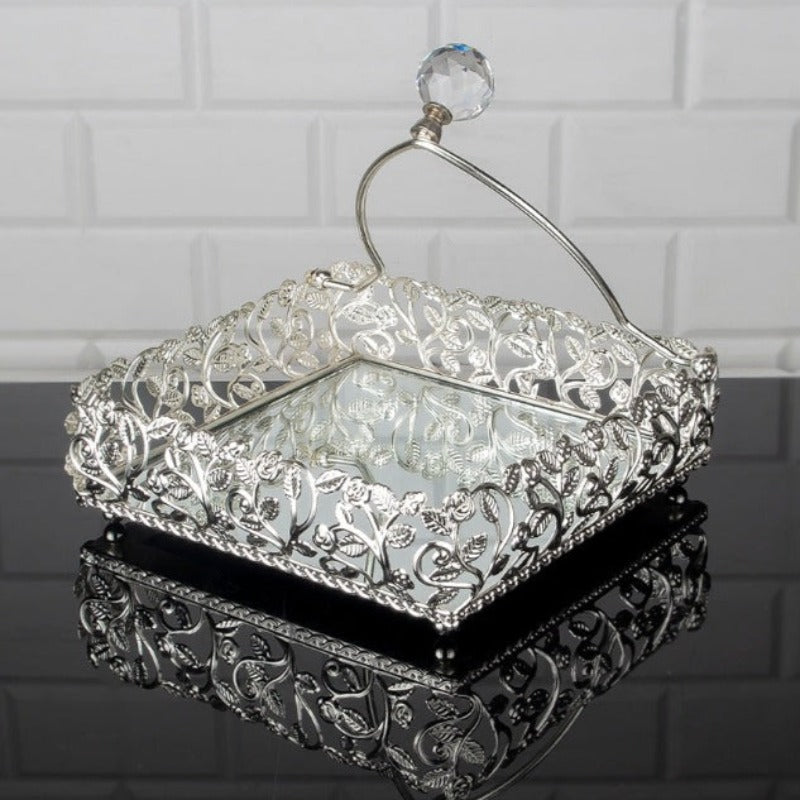 ROZA SQUARE METAL NAPKIN HOLDER SILVER 20 x 20 cm (7.9" x 7.9") - Hakan Makes Kitchens Smile