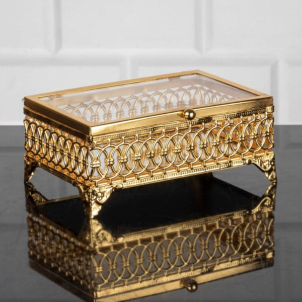 LULU METAL JEWELRY BOX GOLD 16 x 10 x 6 cm (6.3" x 3.9" x 2.4") - Hakan Makes Kitchens Smile