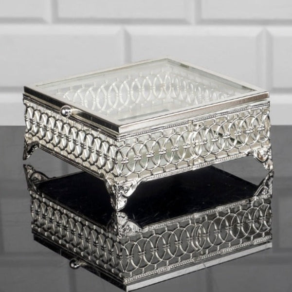 LULU SQUARE METAL BOX MINI SILVER 13 x 13 x 7 cm (5.1" x 5.1" x 2.7") - Hakan Makes Kitchens Smile