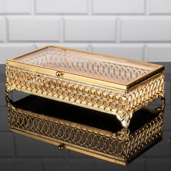 LULU RECTANGLE METAL BOX SMALL GOLD 24 x 12 x 7 cm (9.4" x 4.7" x 2.7") - Hakan Makes Kitchens Smile