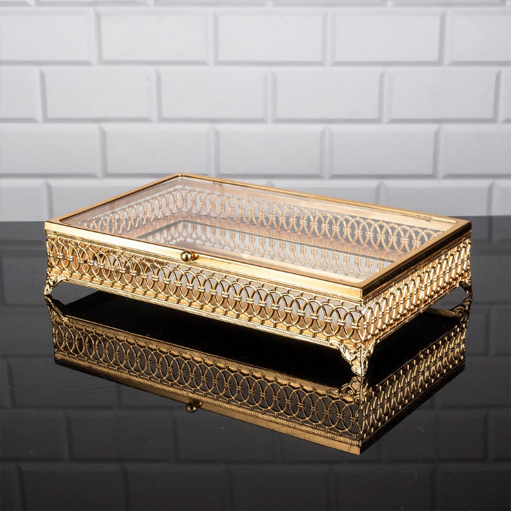 LULU RECTANGLE METAL BOX MIDI GOLD 30 x 18 x 7 cm (11.8" x 7.1" x 2.7") - Hakan Makes Kitchens Smile