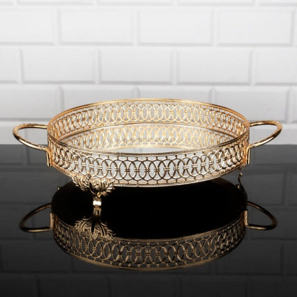 LULU ROUND METAL TRAY SMALL GOLD 25 cm (9.8") - Hakan Makes Kitchens Smile
