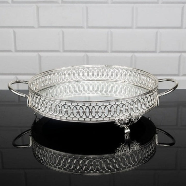 LULU ROUND METAL TRAY SMALL SILVER 25 cm (9.8") - Hakan Makes Kitchens Smile