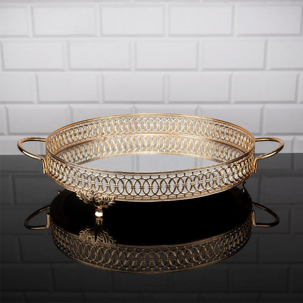 LULU ROUND METAL TRAY MIDI GOLD 30 cm (11.8") - Hakan Makes Kitchens Smile