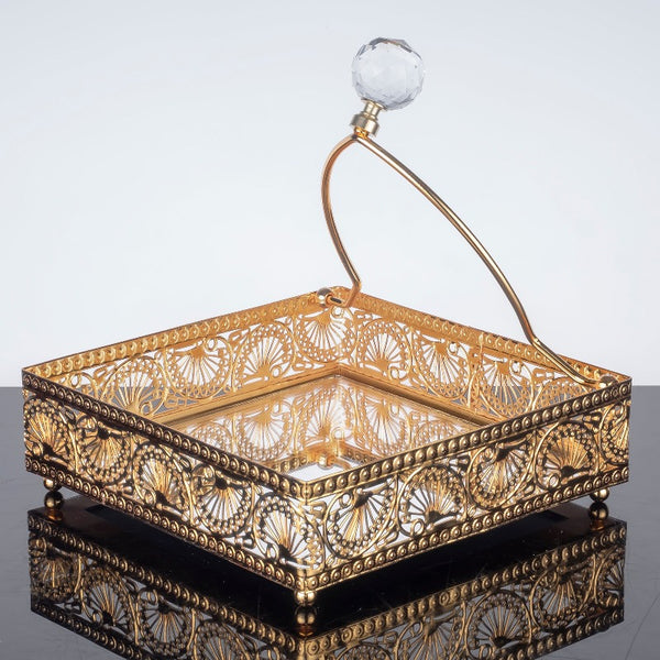 HUNKAR SQUARE METAL NAPKIN HOLDER GOLD 18 x 18 cm (7.1" x 7.1") - Hakan Makes Kitchens Smile