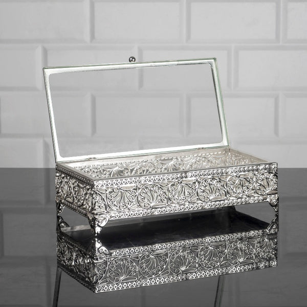 HUNKAR RECTANGLE METAL BOX SMALL SILVER 24 x 12 x 7 cm (9.4" x 4.7" x 2.7") - Hakan Makes Kitchens Smile