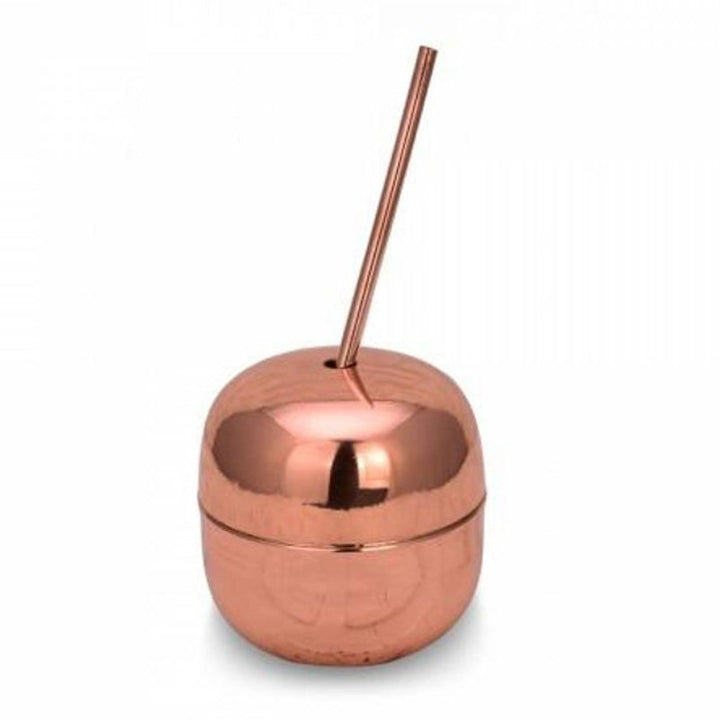 COPPER APPLE COCKTAIL CUP WITH STRAW 250 ml (8 1/2 oz) - Hakan Makes Kitchens Smile