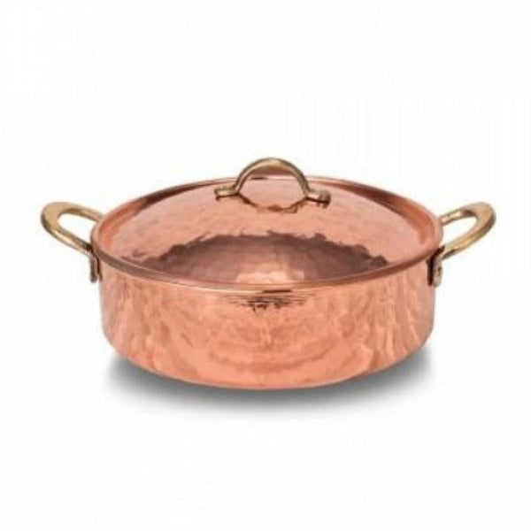 COPPER LOW POT HANDMADE CRUSHED 29*7 cm (11.6" x 3") 3500 ml - Hakan Makes Kitchens Smile