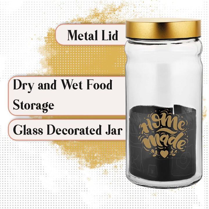 VOCA GLASS DECORATED JAR WITH METAL LID 1800 cc (61 oz) 1 Pcs - Hakan Makes Kitchens Smile