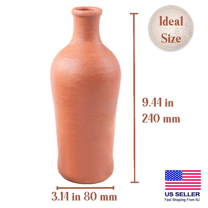 CLAY WATER BOTTLE WITH CUP 8 x 24 cm (3.14" x 9.44") - Hakan Makes Kitchens Smile