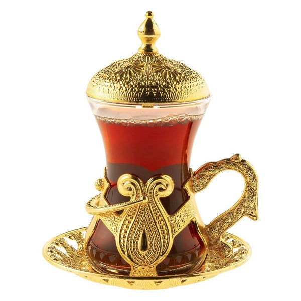 COPPER ZINC HANDLED TEA CUP SET OF 6 GOLD - Hakan Makes Kitchens Smile