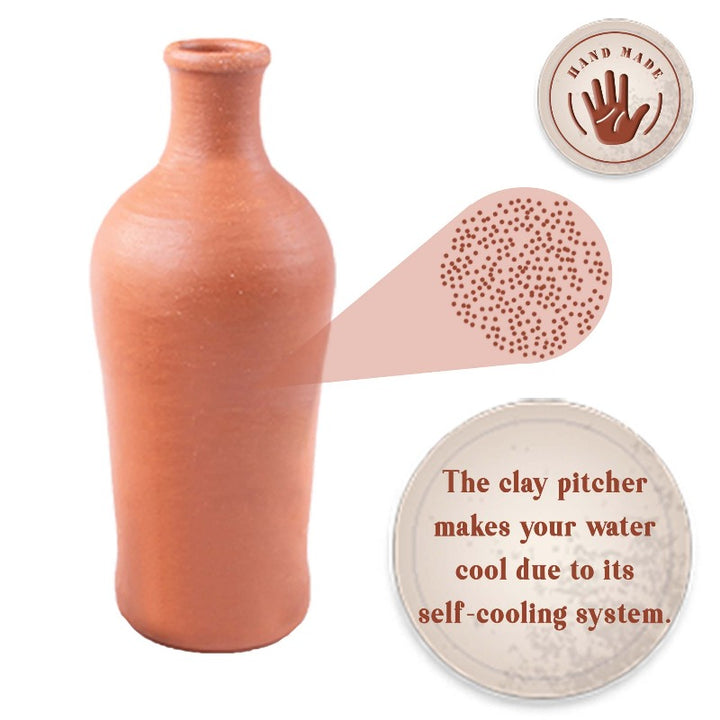 CLAY WATER BOTTLE WITH CUP 8 x 24 cm (3.14" x 9.44") - Hakan Makes Kitchens Smile