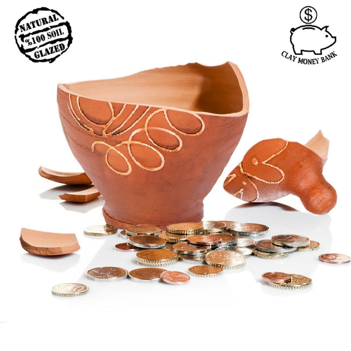CLAY MONEYBOX PATTERNED SMALL SIZE 1 PCS - Hakan Makes Kitchens Smile