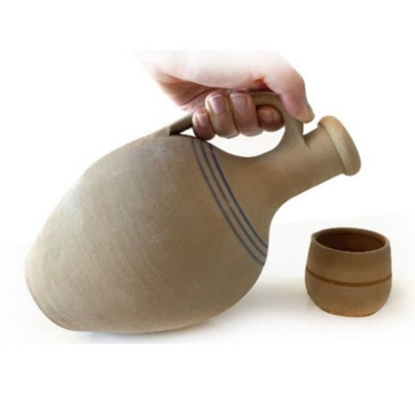 CLAY PITCHER WITH MUG SMALL SIZE CREAM - Hakan Makes Kitchens Smile