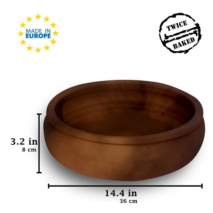 CLAY PAN DOUBLE BAKED JUMBO 36 x 8 cm (14.2" x 3.1") - Hakan Makes Kitchens Smile