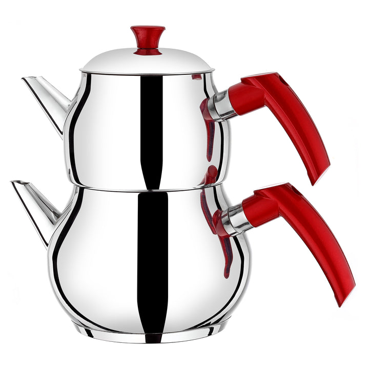 Hakan Mirrored Stainless Steel Double Bondy Midi Tea Pot Set