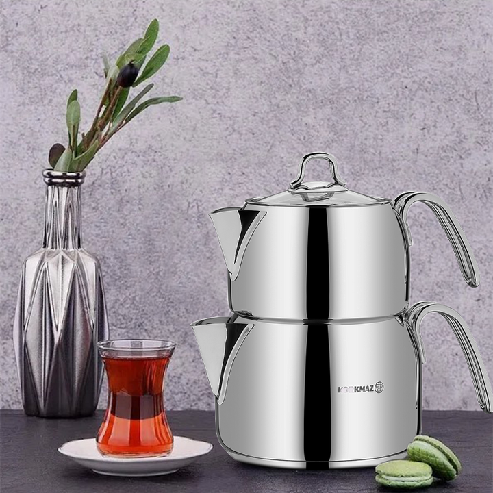 Korkmaz Perla Mega Stainless Steel Teapot Set with Handles