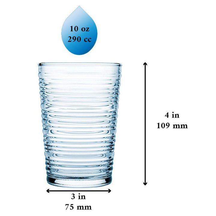 PASABAHCE WATER GLASS GRANADA 290 cc (10 oz) 3 Pcs Set (8 in Box)