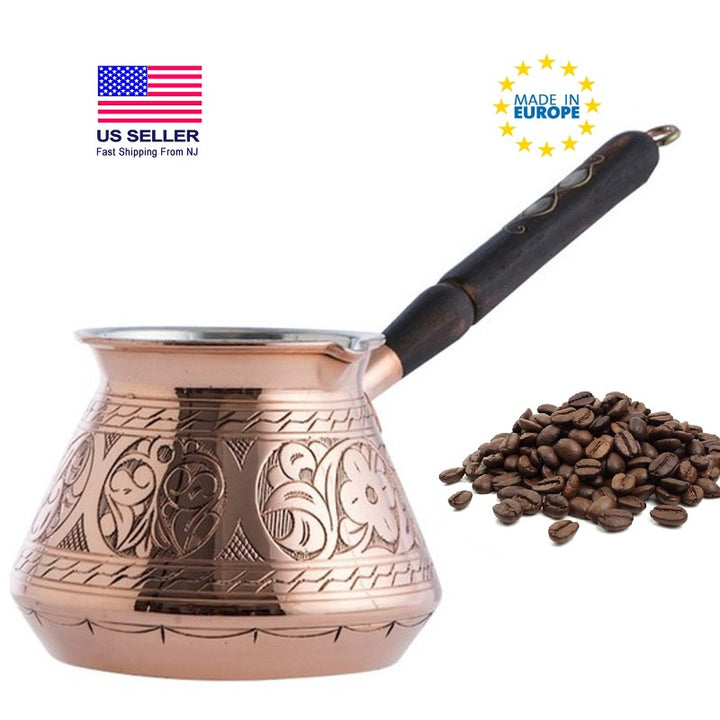 COPPER COFFEE POT HANDMADE SEDEF 580 ml (19.75 oz) 7 CUPS - Hakan Makes Kitchens Smile
